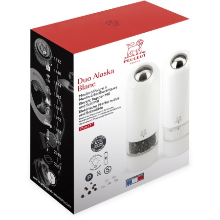 Набор электрических мельниц для соли и перца ALASKA White 17см детальная картинка 