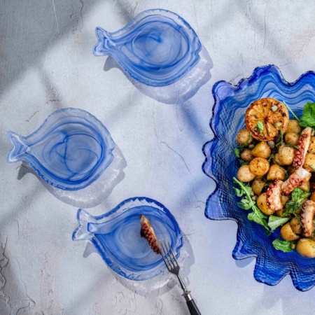 Блюдо стеклянное, соусник 16x11.5x(h)3см Aquarium синий детальная картинка 