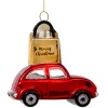 Новогоднее украшение из стекла Vondels "Красная машина с золотой сумкой" 9см детальная картинка 