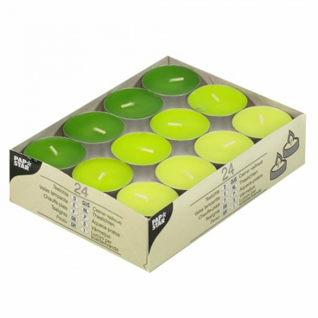 Свеча чайная 38х16мм KIWI, KIWI-GREEN, MAY-GREEN 24шт детальная картинка 