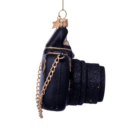 Новогоднее украшение из стекла Vondels "Черный фотоаппарат" 9см детальная картинка 