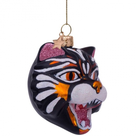 Новогоднее украшение из стекла Vondels "Голова тигра" 9см детальная картинка 
