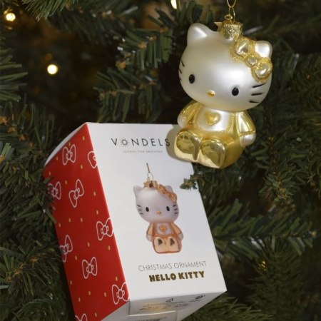 Новогоднее украшение из стекла Vondels 'Золотой Hello Kitty baby' 8см детальная картинка 
