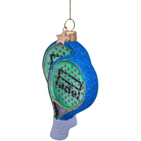 Новогоднее украшение из стекла Vondels "Зеленая ракетка для падел" 9.5см детальная картинка 