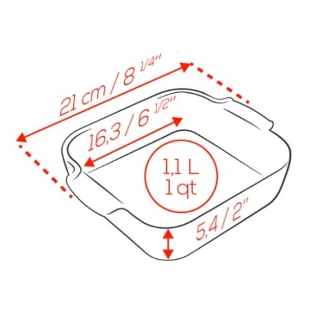 Емкость квадратная для запекания APPOLIA 21см RED детальная картинка 