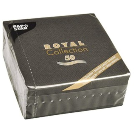Салфетка 25x25см ROYAL Collection черная, 50шт детальная картинка 
