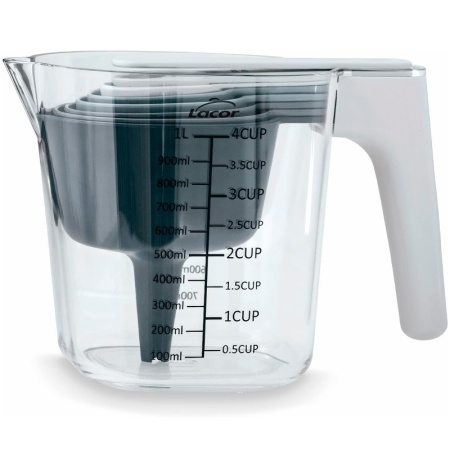 Набор из 9 предметов EXACT кувшин мерный, 6 мерных ложек, воронка и скребок детальная картинка 