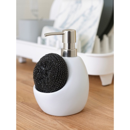 Диспенсер для мыла с подставкой для губки Lystad 460мл белый детальная картинка 