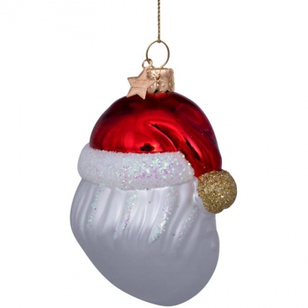 Новогоднее украшение из стекла Vondels "Санта в очках" 10см детальная картинка 