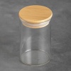 Стеклянная банка 250мл с бамбуковой крышкой Ø6.5x10см детальная картинка 