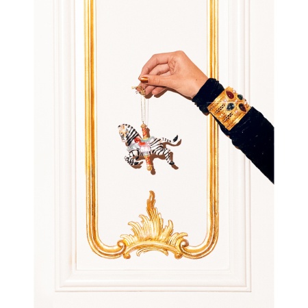 Новогоднее украшение из стекла Vondels "Карусель зебра" 10см детальная картинка 