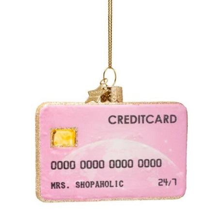 Новогоднее украшение из стекла Vondels "Кредитная карта" 7см детальная картинка 