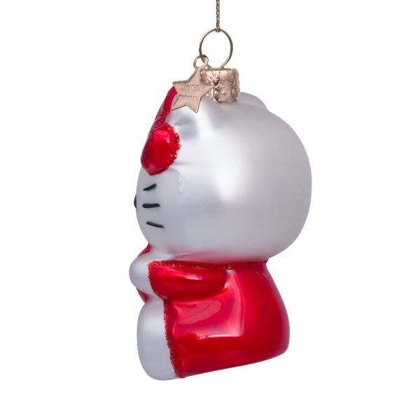 Новогоднее украшение из стекла Vondels "Hello Kitty с сердцем" 9см - в подарочной коробке детальная картинка 