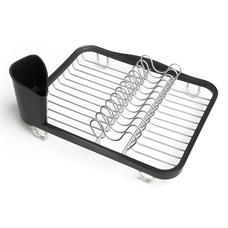 Сушилка для посуды Sinkin 35.5x28см черная, никель детальная картинка 