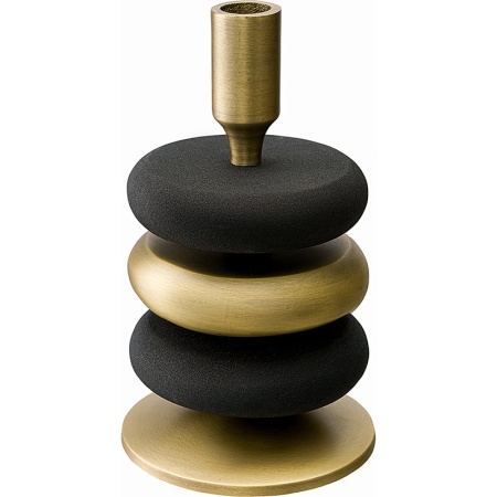 Подсвечник 20см Stone черный/античная латунь детальная картинка 