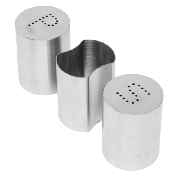 Фото Набор для специй - солонка, перечница, стаканчик для зубочисток - 15x8.5x5.7см Profi-Chef нерж.сталь