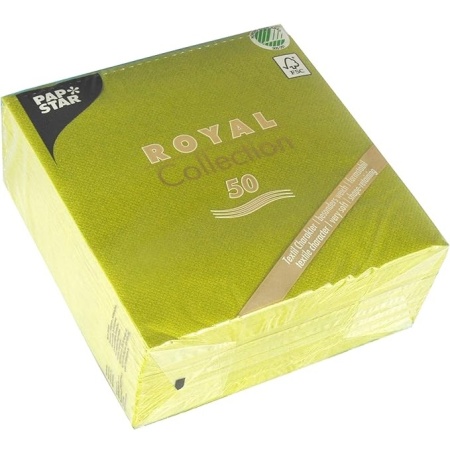 Салфетка 1/4 33x33см ROYAL Collection оливковая, 50шт детальная картинка 