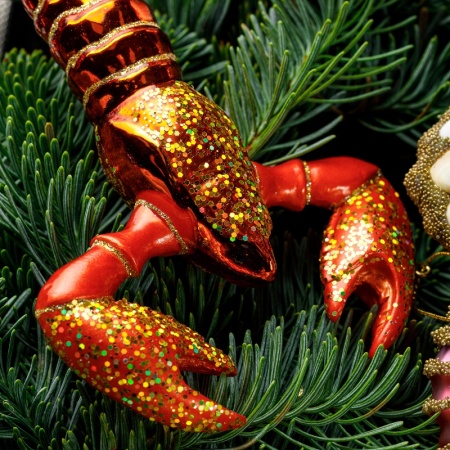 Новогоднее украшение из стекла Vondels "Красный лобстер" 14см детальная картинка 