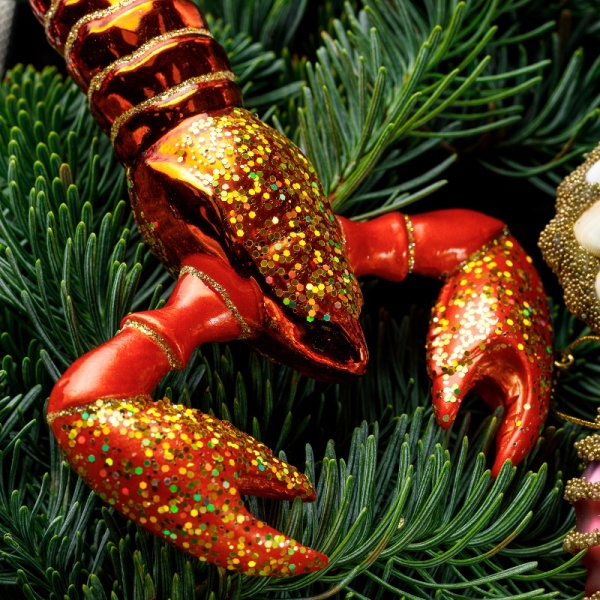 Фото Новогоднее украшение из стекла Vondels "Красный лобстер" 14см