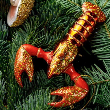 Новогоднее украшение из стекла Vondels "Красный лобстер" 14см детальная картинка 