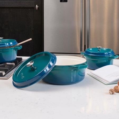 Кокот с крышкой Ø28см 5л сине-зеленый детальная картинка 