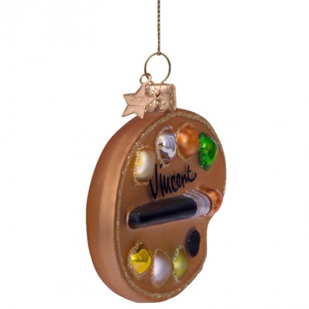 Новогоднее украшение из стекла Vondels "Палитра Ван Гога" 7см - в подарочной коробке детальная картинка 