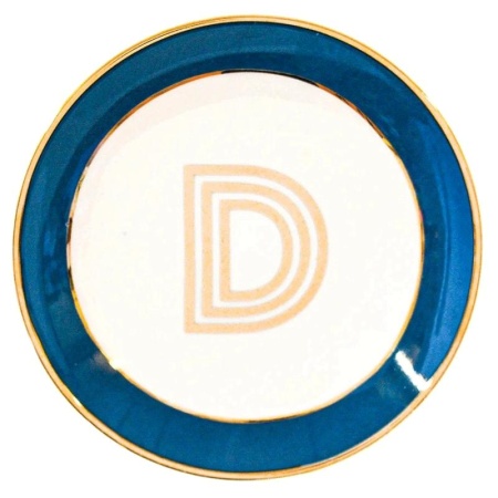 Блюдце Library золотая буква «D» (синего цвета) детальная картинка 