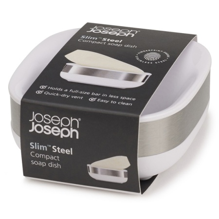 Мыльница Slim Steel белая - 70533 Joseph Joseph детальная картинка 
