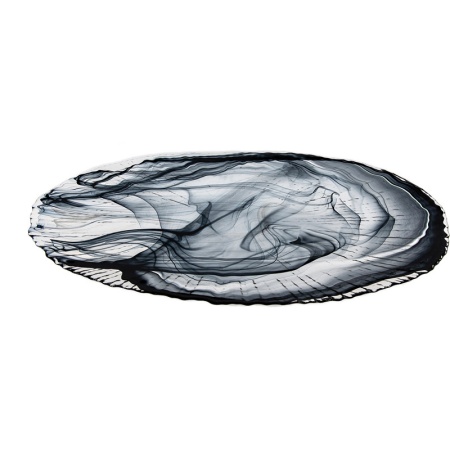 Блюдо овальное стеклянное 38x25x(h)3см Focus черный дым детальная картинка 