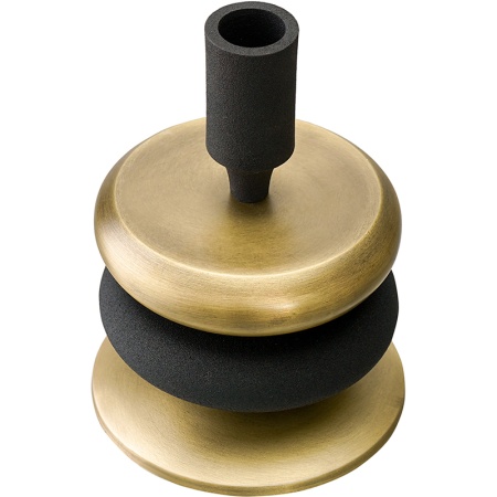 Подсвечник 17см Stone черный/античная латунь детальная картинка 