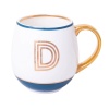 Кружка с блюдцем «Library» золотая буква «D» (синего цвета) детальная картинка 