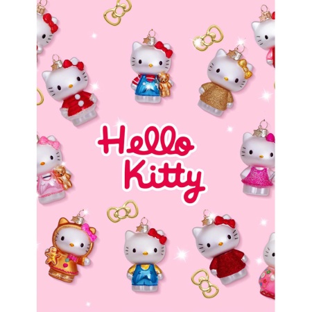 Новогоднее украшение из стекла Vondels "Hello Kitty имбирный пряник" 9см - в подарочной упаковке детальная картинка 