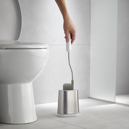Ершик для унитаза Flex Lite Steel белый - 70561 Joseph Joseph детальная картинка 