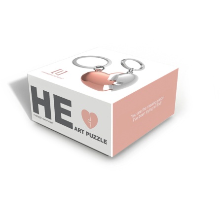 Брелок для ключей "Две половины сердца" - розовое золото и серебро детальная картинка 