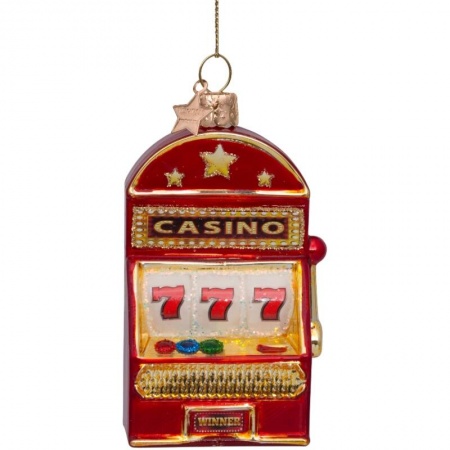 Новогоднее украшение из стекла Vondels "Красный игровой автомат" 10.5см детальная картинка 