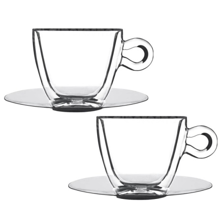 Набор чашек с блюдцами 300мл Thermic Glass, 2шт детальная картинка 