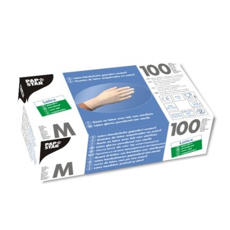 Перчатки латексные M, 100шт детальная картинка 