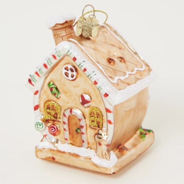 Фото Новогоднее украшение из стекла Vondels "Пряничный домик" 9.5см