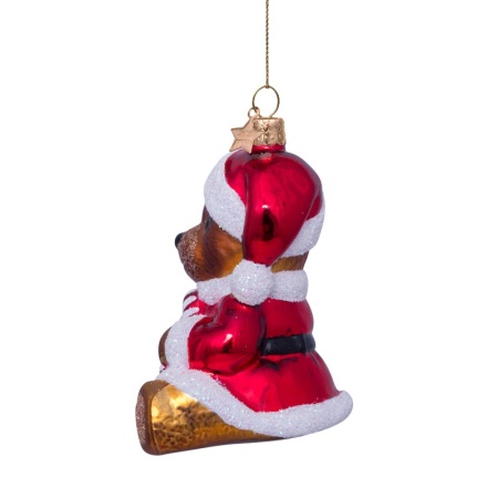 Новогоднее украшение из стекла Vondels "Мишка в новогоднем наряде" 9.5см детальная картинка 