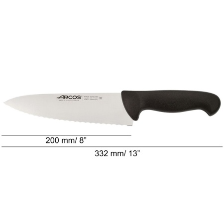 Нож поварской 20см с рифлением 2900 черный детальная картинка 