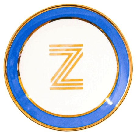 Кружка с блюдцем «Library» золотая буква «Z» (голубого цвета) детальная картинка 