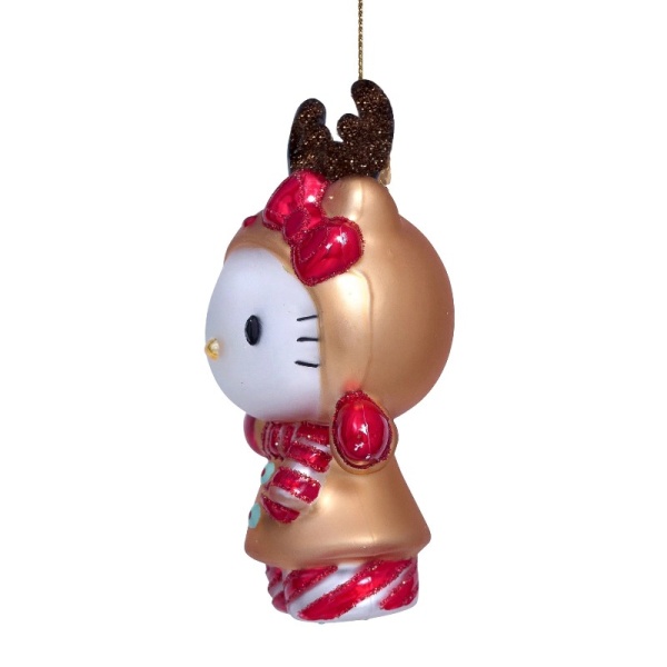 Фото Новогоднее украшение из стекла Vondels 'Hello Kitty-олень' 10см