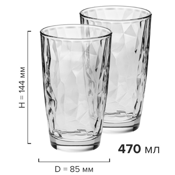 Набор стаканов 470мл DIAMOND прозрачный, 6шт детальная картинка 