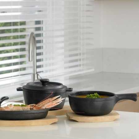 Кокот порционный Ø13.5см 550мл с крышкой на деревянной подставке детальная картинка 