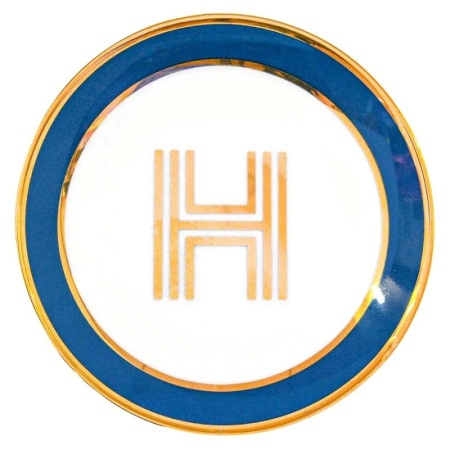 Блюдце Library золотая буква «H» (синего цвета) детальная картинка 