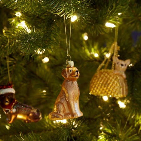 Новогоднее украшение из стекла Vondels "Лабрадор" 9см детальная картинка 