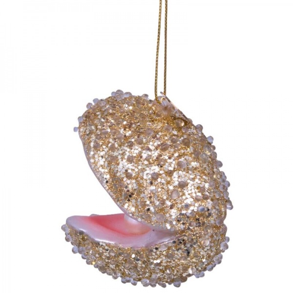 Фото Новогоднее украшение из стекла Vondels "Блестящая устрица" 7см