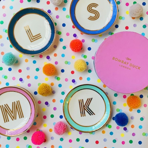 Фото Блюдце Library золотая буква «L» (синего цвета)