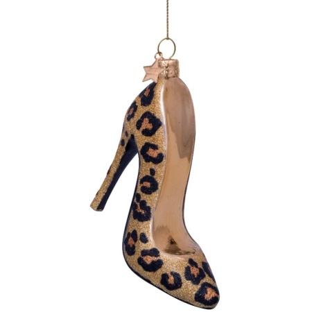 Новогоднее украшение из стекла Vondels "Леопардовый туфель" 9см детальная картинка 