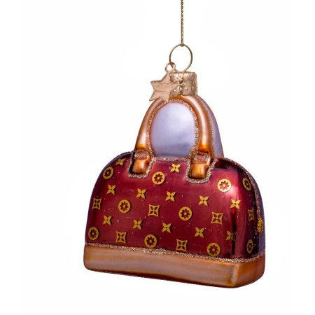 Новогоднее украшение из стекла Vondels "Коричневая сумка" 8см детальная картинка 
